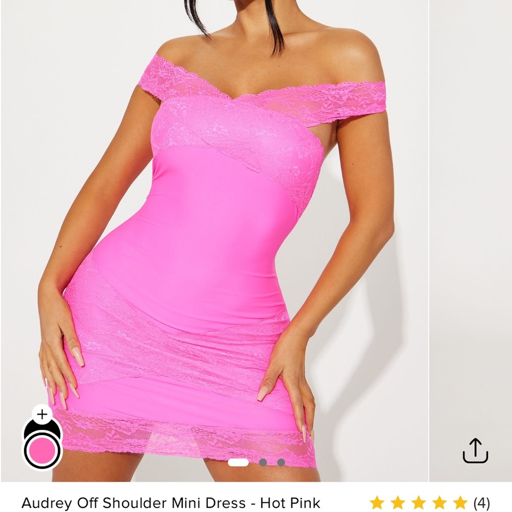 Fashion Nova Pink Ruched Off Shoulder Mini Dress